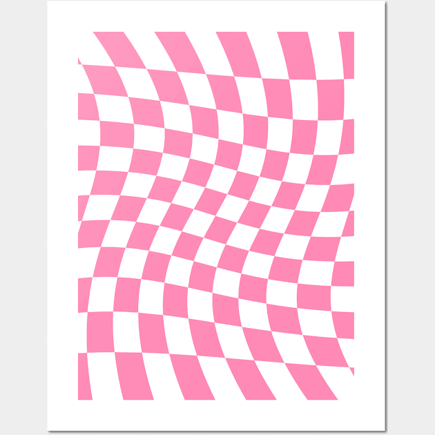 Twisted Checkered Square Pattern - Pink Wall Art by DesignWood Atelier